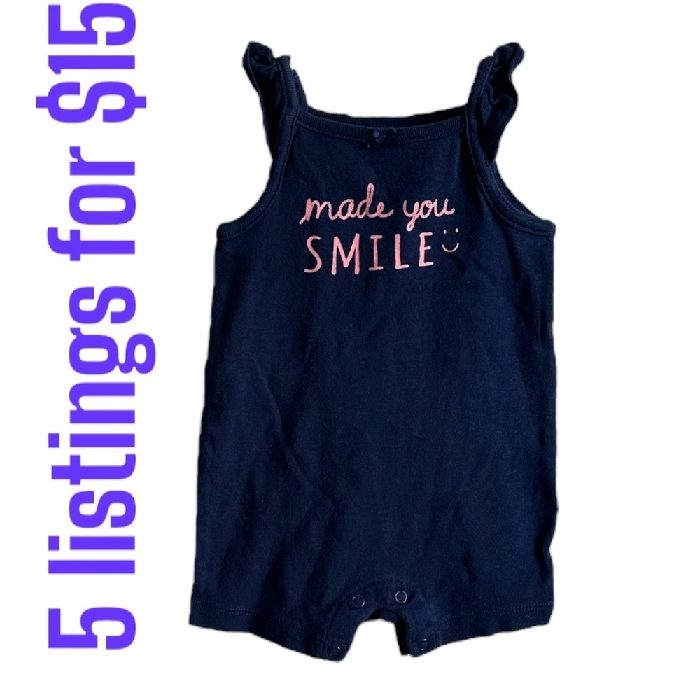 New Carter’s 6 Month Baby Girl ‘Made You Smile’ Romper One Piece Sleeveless